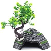 OMEM Reptil Box Refugio Terrario Escondite Cuevas Tortuga Plataforma para Tomar el Sol Decoración de Hábitat Humidificar…